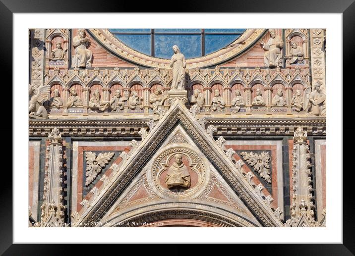 West Facade of the Duomo - Siena Framed Mounted Print by Laszlo Konya