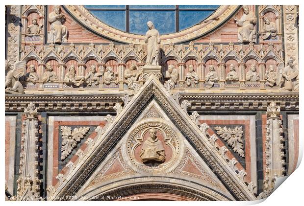 West Facade of the Duomo - Siena Print by Laszlo Konya