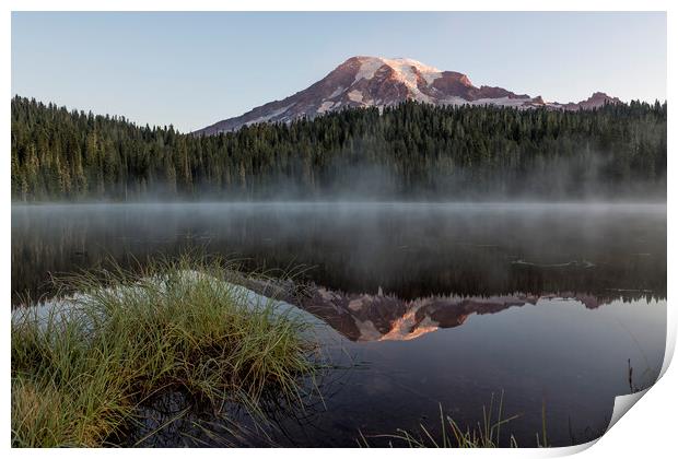 Mount Rainier and Reflection Lake at Sunrise, No. 2 Print by Belinda Greb