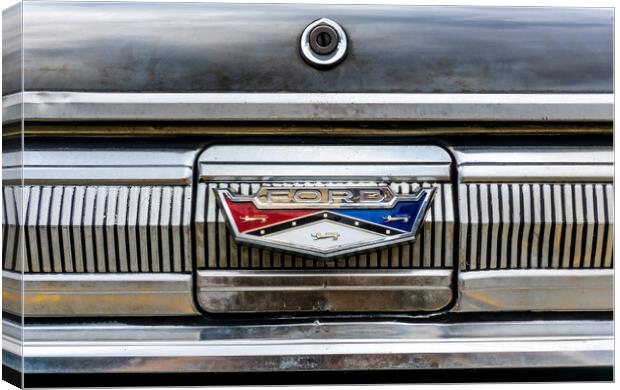 1960 Ford Falcon trunk lid emblem Canvas Print by Jim Hughes