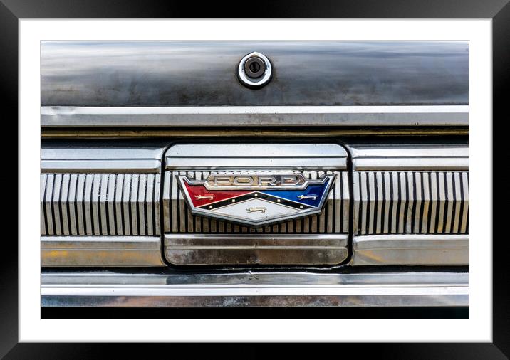 1960 Ford Falcon trunk lid emblem Framed Mounted Print by Jim Hughes