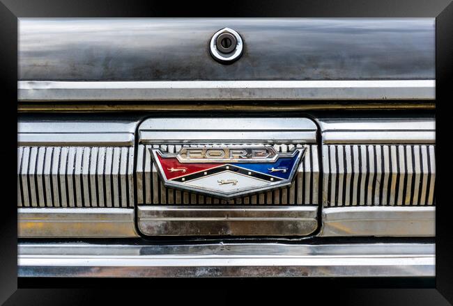 1960 Ford Falcon trunk lid emblem Framed Print by Jim Hughes