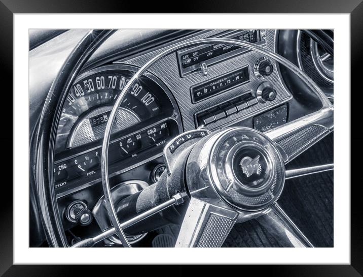 Pontiac Chieftain dash and steering wheel Framed Mounted Print by Jim Hughes