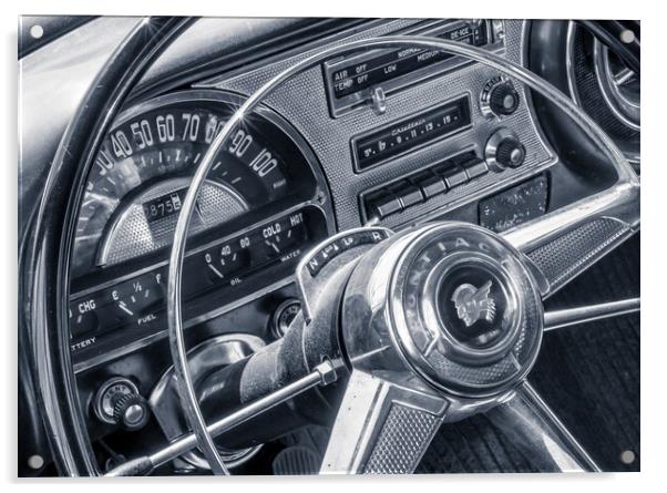Pontiac Chieftain dash and steering wheel Acrylic by Jim Hughes