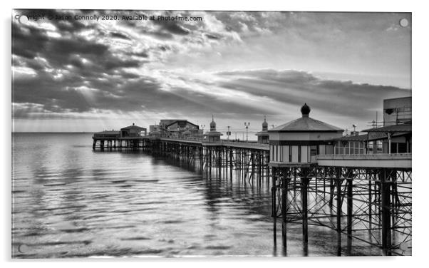 North Pier Black And White. Acrylic by Jason Connolly