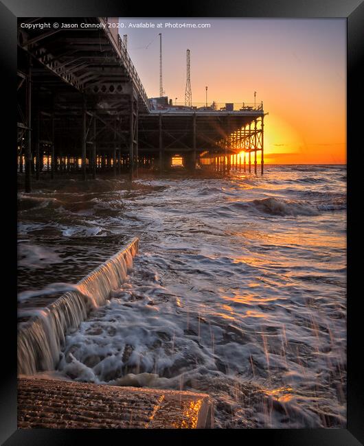 South Pier Sunset, Blackpool. Framed Print by Jason Connolly