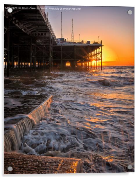 South Pier Sunset, Blackpool. Acrylic by Jason Connolly