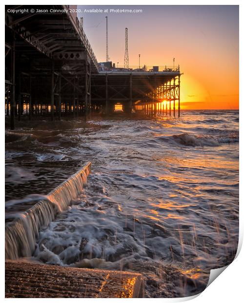 South Pier Sunset, Blackpool. Print by Jason Connolly