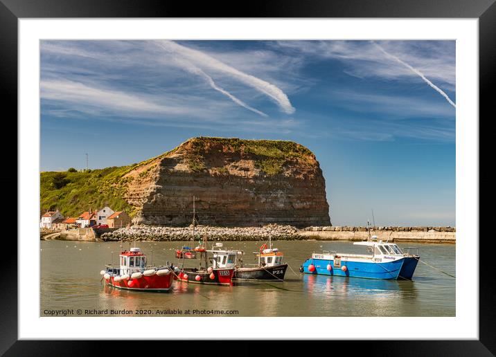 Fishing Cobles in Staithes harbour Framed Mounted Print by Richard Burdon
