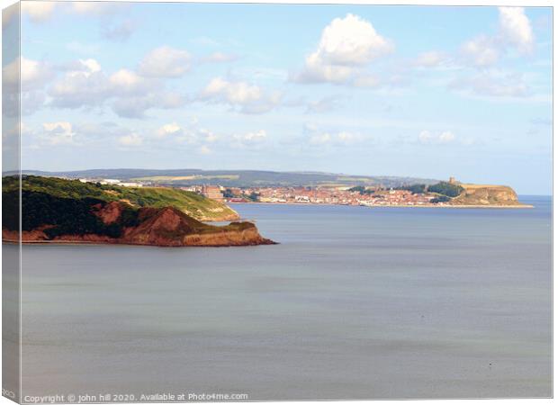 Scarborough bay viewed from Cayton bay in Yorkshire. Canvas Print by john hill