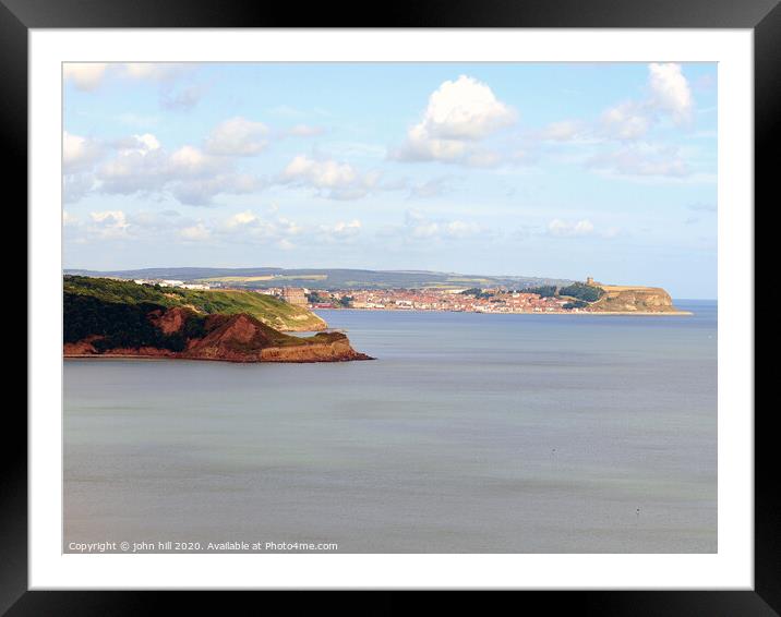 Scarborough bay viewed from Cayton bay in Yorkshire. Framed Mounted Print by john hill
