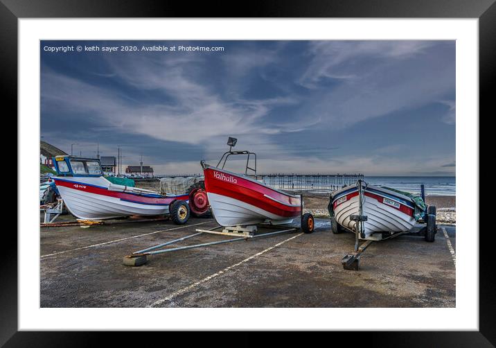 Fishing boats at Saltburn Framed Mounted Print by keith sayer