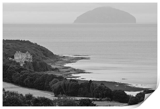An Ayrshire coast scene, Culzean and Ailsa Craig Print by Allan Durward Photography
