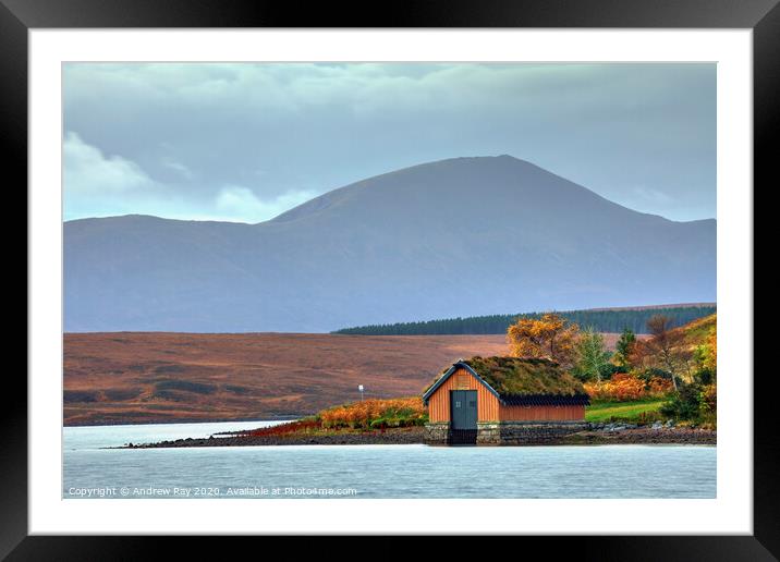 Loch Loyal Boathouse Framed Mounted Print by Andrew Ray