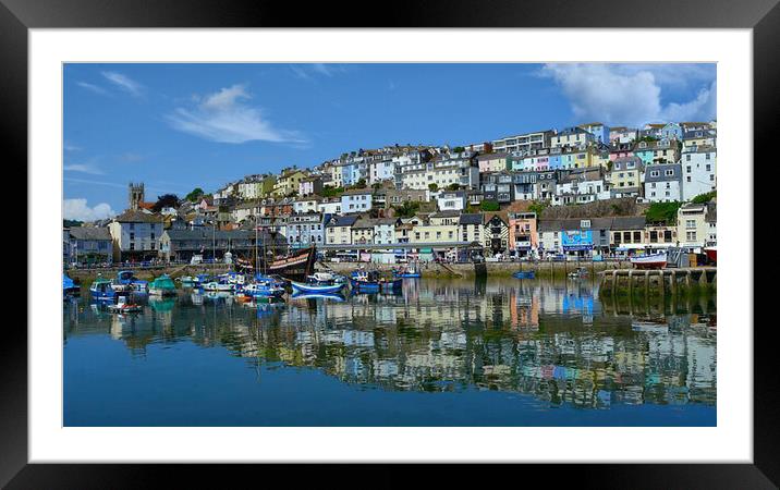 Brixham Harbour Reflections  Framed Mounted Print by Dave Williams