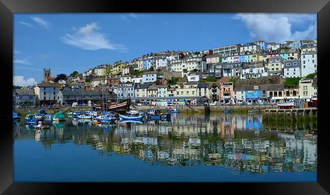 Brixham Harbour Reflections  Framed Print by Dave Williams