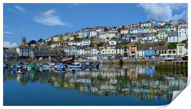 Brixham Harbour Reflections  Print by Dave Williams