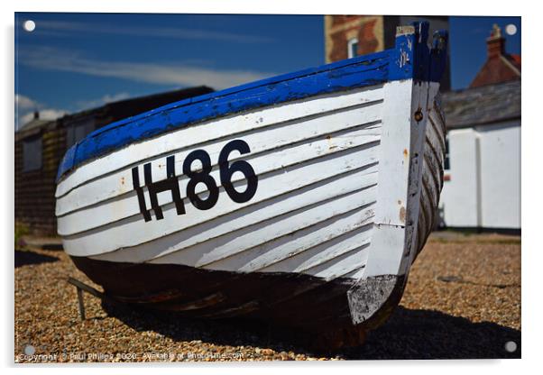 Fishing boat IH86, Aldeburgh beach, Suffolk Acrylic by Paul Phillips