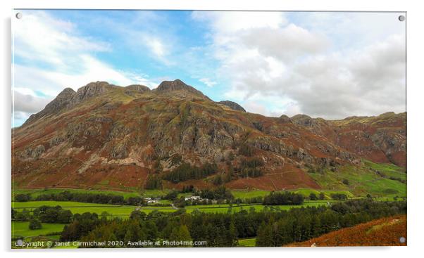 Magnificent Langdale Valley View Acrylic by Janet Carmichael