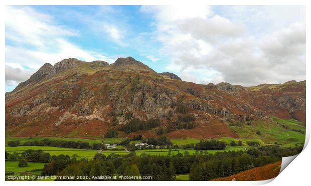 Magnificent Langdale Valley View Print by Janet Carmichael