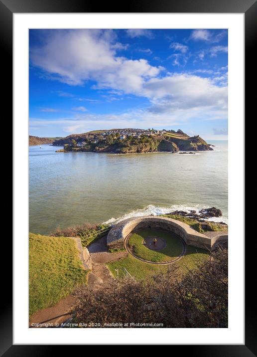 Polruan from St Catherines Castle Framed Mounted Print by Andrew Ray