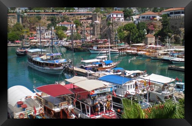 Pleasure  yachts near the port of the old city of Antalya,Turkey Framed Print by Vitaliy Borisov