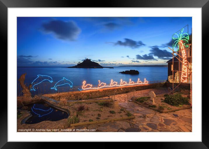 Marazion Christmas Lights Framed Mounted Print by Andrew Ray