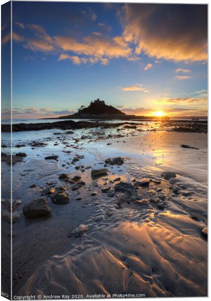 Marazion Beach at sunset Canvas Print by Andrew Ray