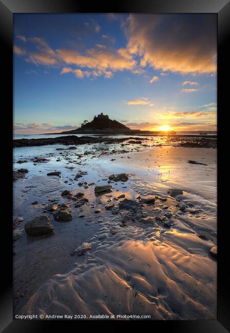 Marazion Beach at sunset Framed Print by Andrew Ray