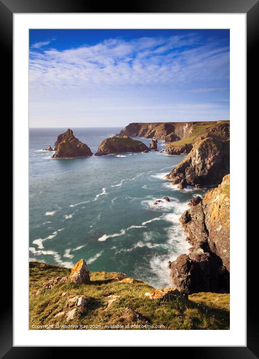 Towards Kynance Cove Framed Mounted Print by Andrew Ray