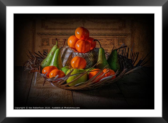 A hat full of fruit Framed Mounted Print by Kev Robertson