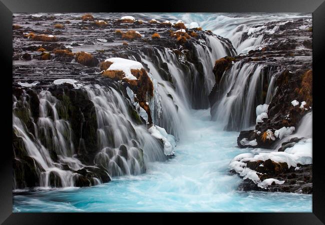Bruarfoss Waterfall in Winter, Iceland Framed Print by Arterra 