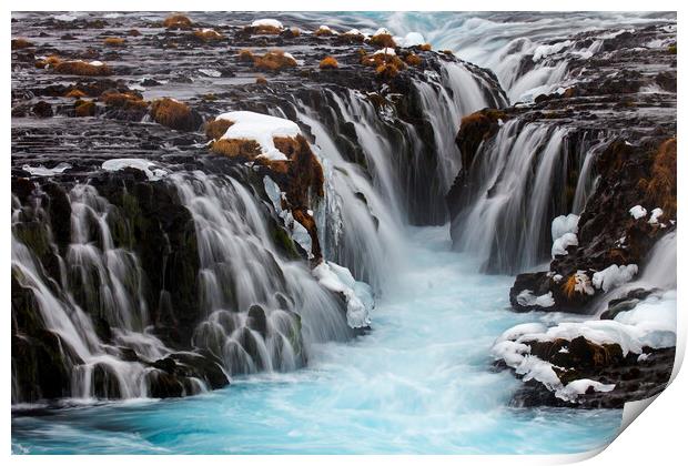 Bruarfoss Waterfall in Winter, Iceland Print by Arterra 