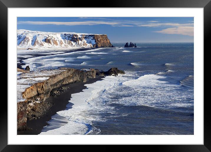 Reynisdrangar in Winter, Iceland Framed Mounted Print by Arterra 