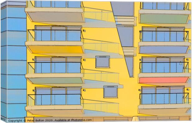 Abstract image formed by apartment architecture at Westcliff on Sea, Essex, UK. Canvas Print by Peter Bolton