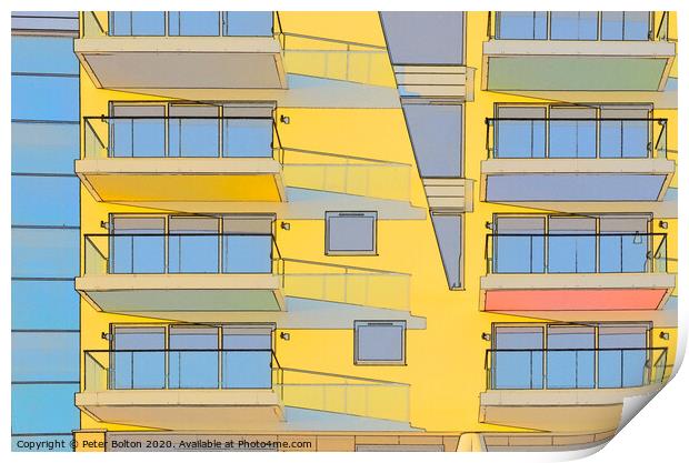 Abstract image formed by apartment architecture at Westcliff on Sea, Essex, UK. Print by Peter Bolton