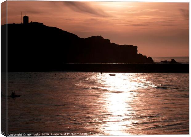 Bude Bay Sunset Canvas Print by Nik Taylor