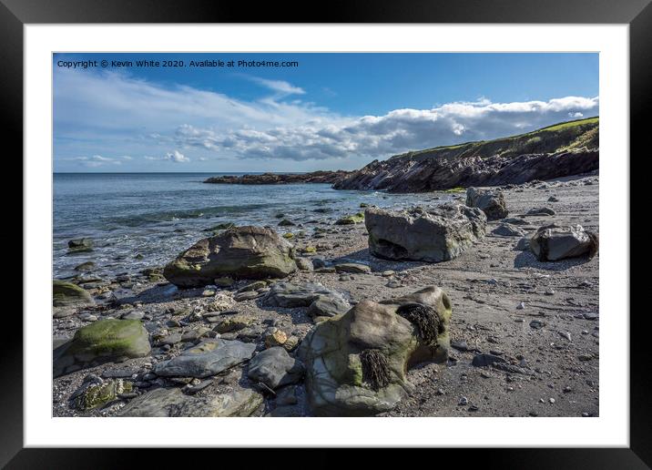 Beach near St Mawes Cornwall Framed Mounted Print by Kevin White