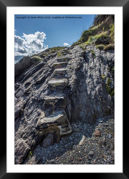 stone steps to St Mawes beach Framed Mounted Print by Kevin White