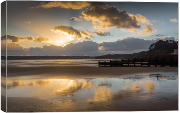 Amroth Beach Sunset in Winter. Canvas Print by Colin Allen