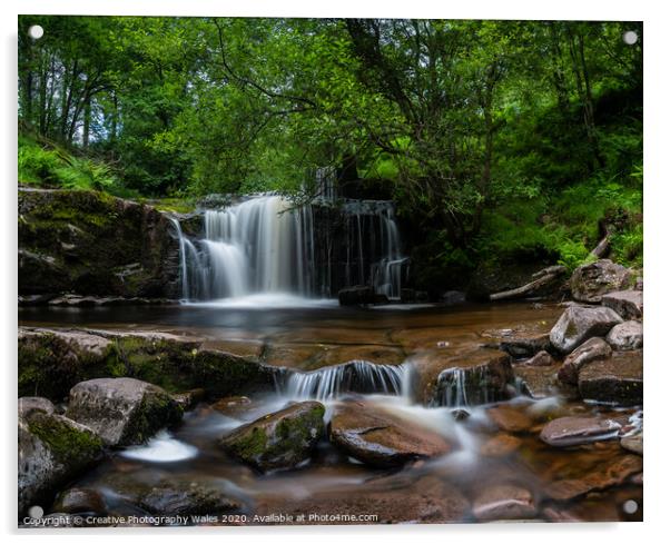 Blaen y Glyn Waterfalls, The Brecon Beacons Acrylic by Creative Photography Wales