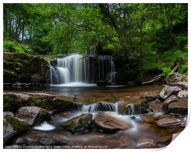 Blaen y Glyn Waterfalls, The Brecon Beacons Print by Creative Photography Wales