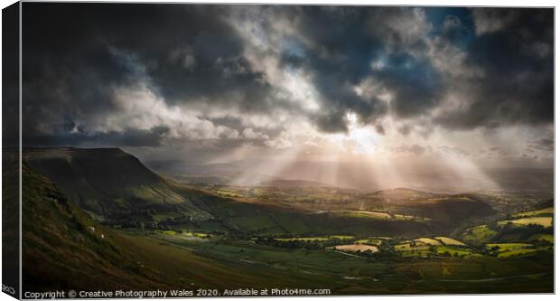 Light showers, Hay Bluff Canvas Print by Creative Photography Wales