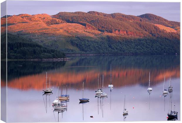 Boats Moored in Scottish Sunset Canvas Print by Tim O'Brien
