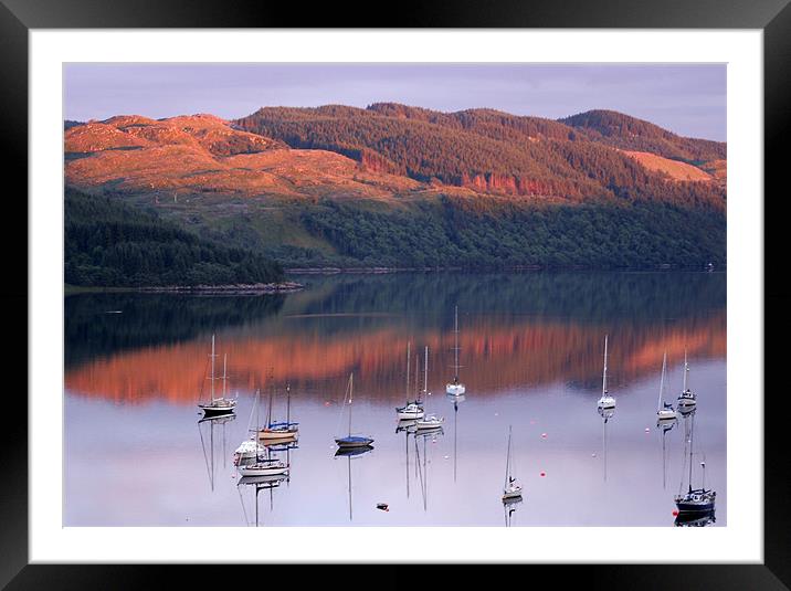 Boats Moored in Scottish Sunset Framed Mounted Print by Tim O'Brien