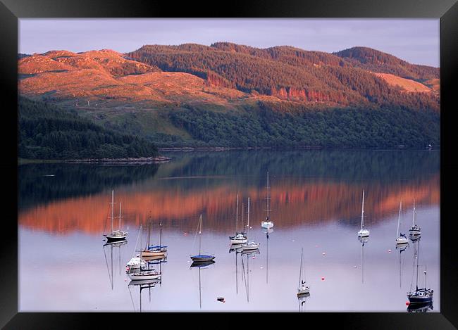 Boats Moored in Scottish Sunset Framed Print by Tim O'Brien