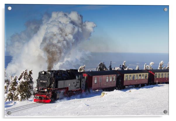 Steam Train in the Snow Acrylic by Arterra 