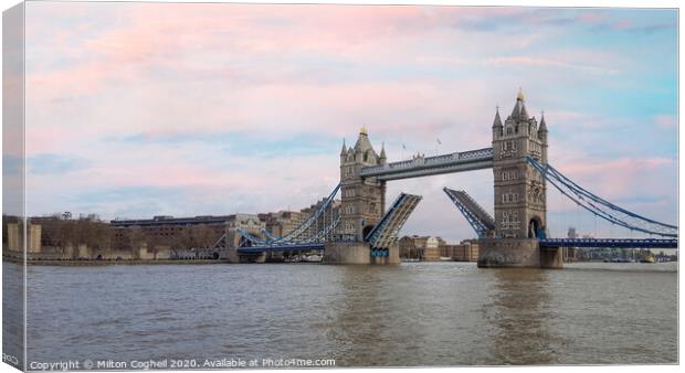 Tower Bridge Open Canvas Print by Milton Cogheil