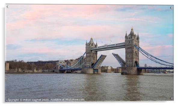Tower Bridge Open Acrylic by Milton Cogheil