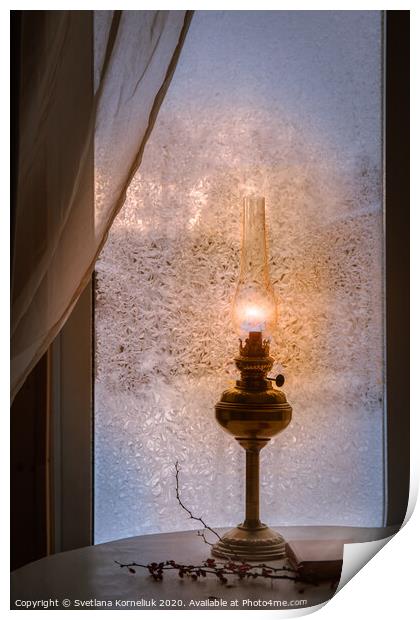 Frozen night window Print by Svetlana Korneliuk